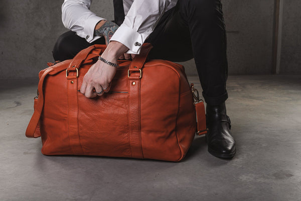 Leather overnight bag