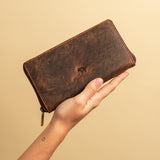 Womens Leather Zip Around Wallet 