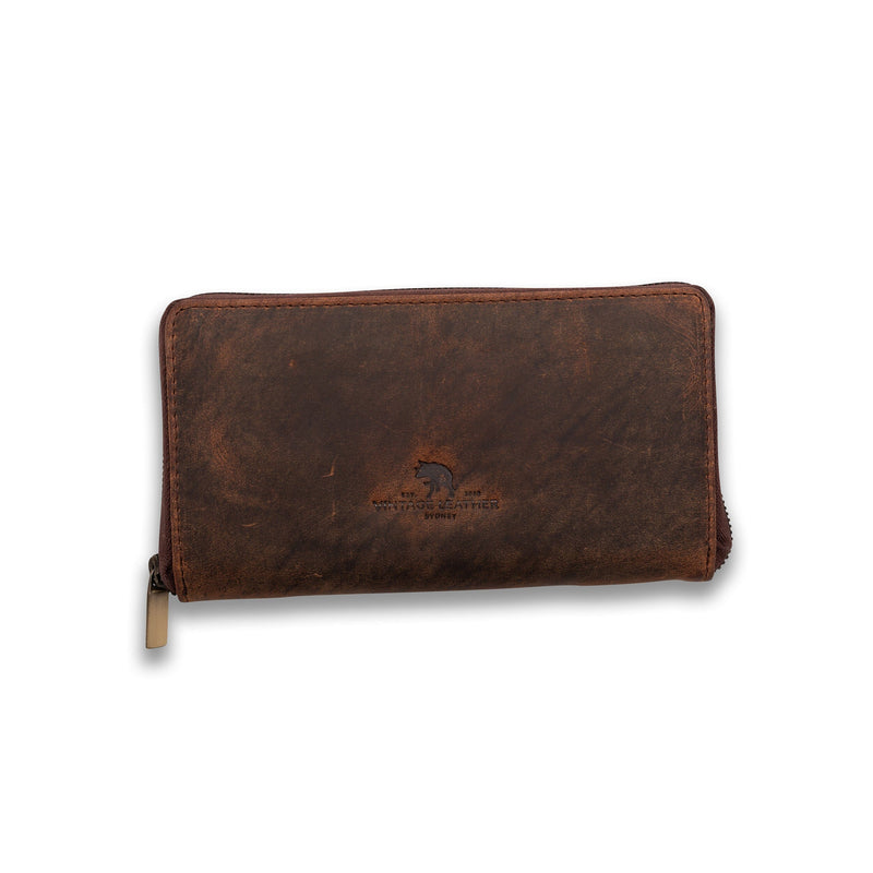 Womens Leather Zip Around Wallet 