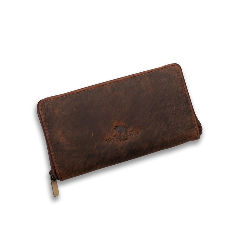 Womens Leather Zip Around Wallet 