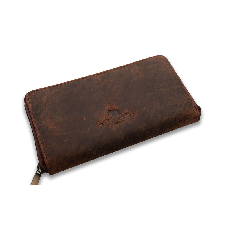 Womens Leather Zip Around Wallet 