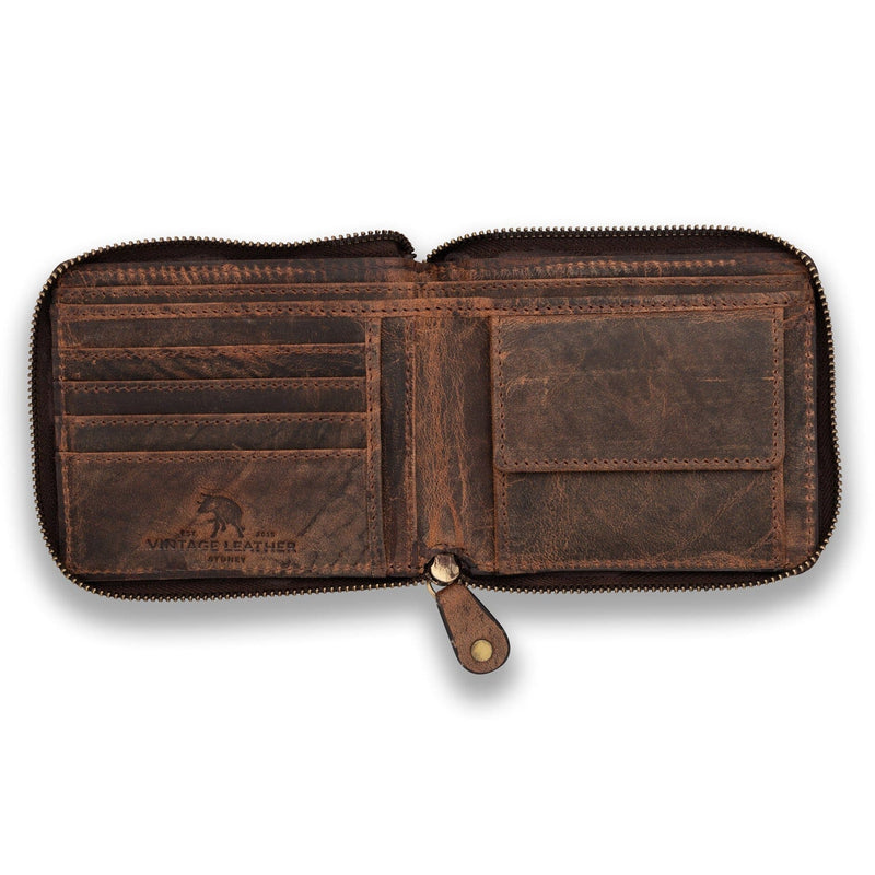 Mens Leather Wallet with Zipper - Urban