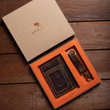 Leather Gift Box With Credit Card Wallet & Keyring