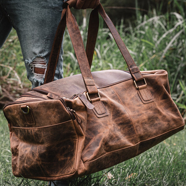 Leather Weekender Bag- Texas Brown