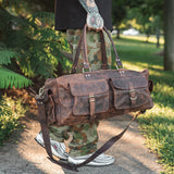 Vintage Leather Duffle Bag 