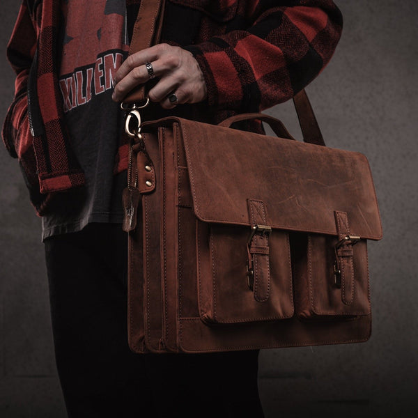 Vintage Leather Messenger Bag - Toledo