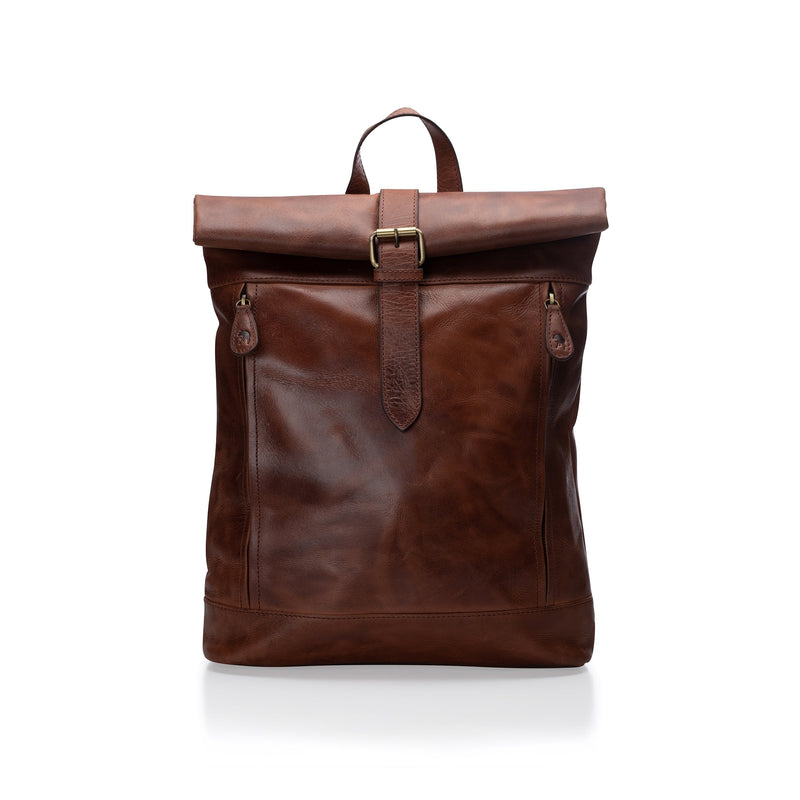 Leather Rolled Backpack - Huston By Vintage Leather Sydney 