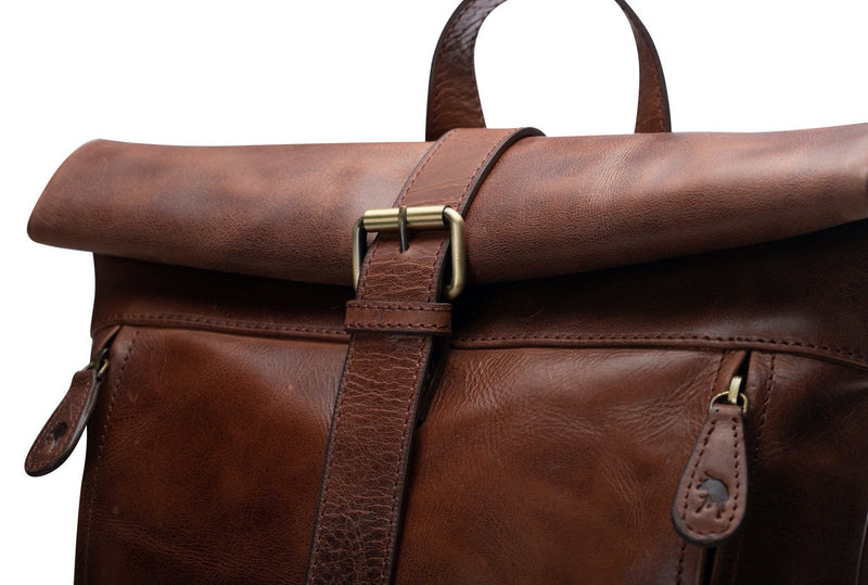 Leather Rolled Backpack - Huston By Vintage Leather Sydney 