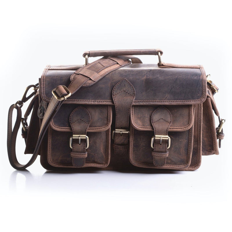 Leather camera bag by vintage leather Sydney 